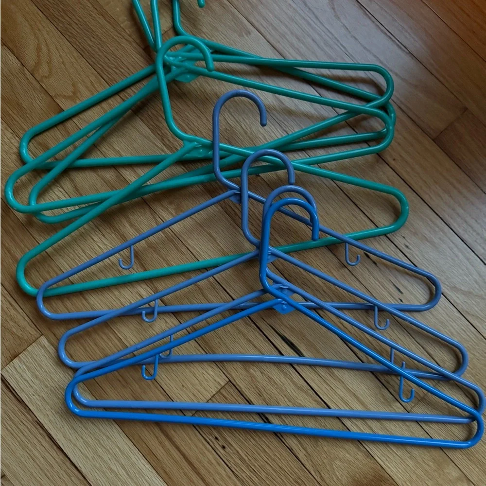 Set of Blue and Green Wire Hangers